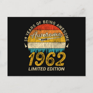 63 Year Old 1962 Retro Awesome 63rd Birthday Gift Postcard