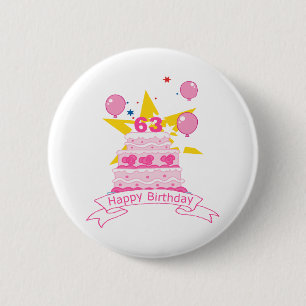 63 Year Old Birthday Cake 6 Cm Round Badge