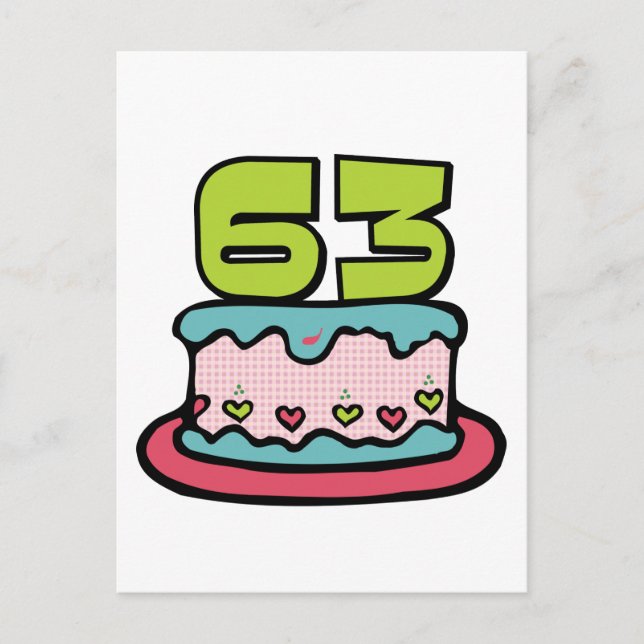 63 Year Old Birthday Cake Postcard (Front)