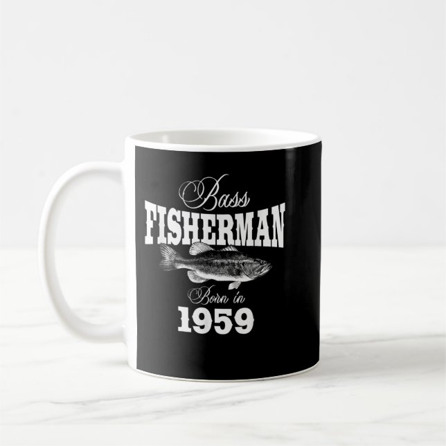 63 Year Old Fisherman Bass Fishing 1959 63rd Birth Coffee Mug (Left)