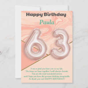 63 year old girls Happy Birthday card