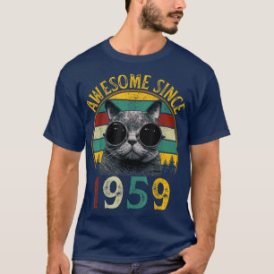 63rd Bday Vintage Cat 63 Years Funny Awesome Since T-Shirt