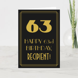 63rd Birthday – Art Deco Inspired Look "63" & Name Card