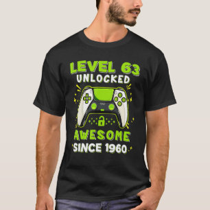 63rd Birthday  Boys Level 63 Unlocked 63 Years Old T-Shirt
