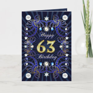 63rd birthday card with masses of jewels