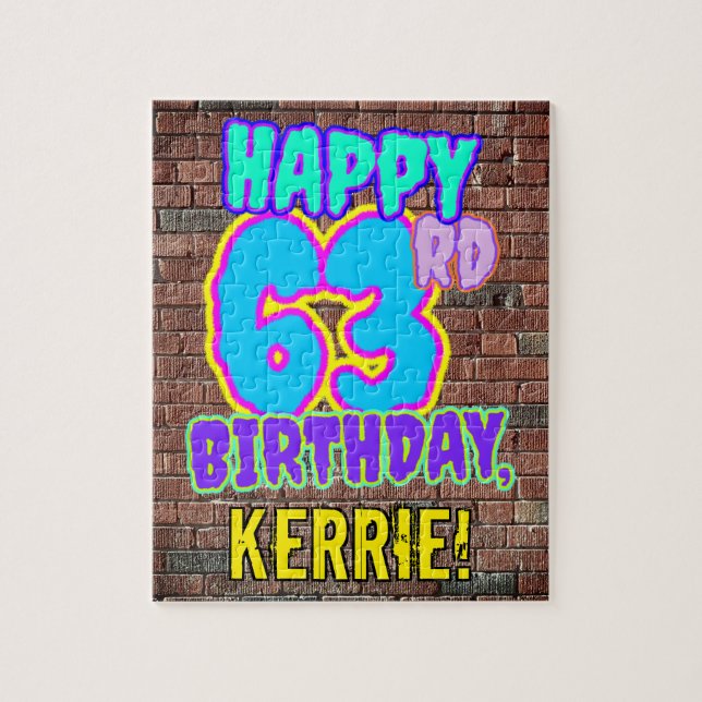 63rd Birthday ~ Fun, Urban Graffiti Inspired Look Jigsaw Puzzle (Vertical)