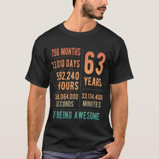 63rd Birthday Men Women Funny 63 Years Old T-Shirt