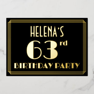 63rd Birthday Party: Art Deco Look “63”, w/ Name