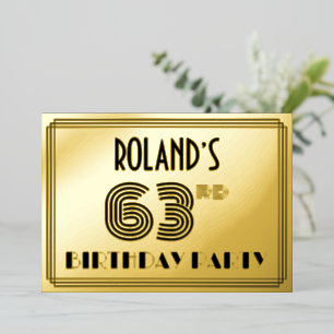 63rd Birthday Party — Art Deco Style “63” & Name