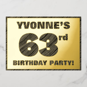 63rd Birthday Party — Bold, Faux Wood Grain Text