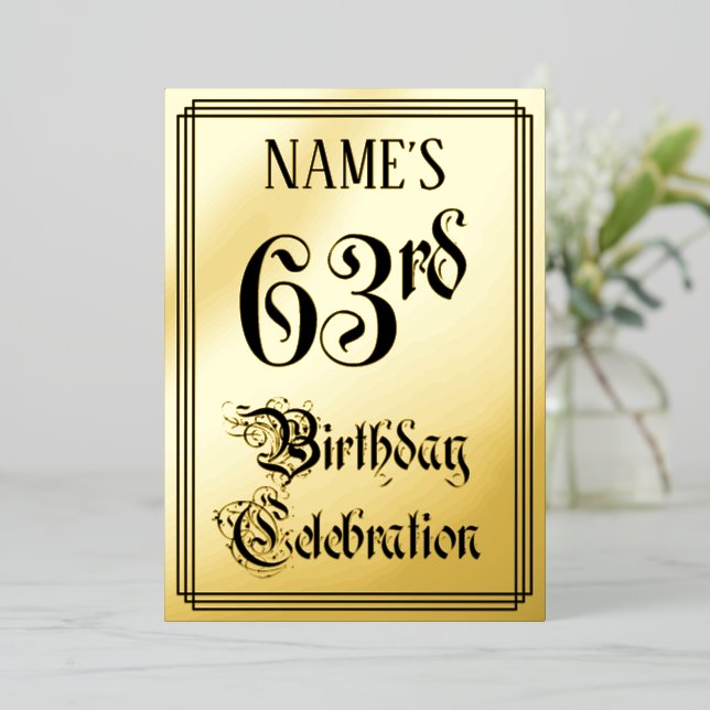 63rd Birthday Party — Elegant Script + Custom Name (Standing Front)
