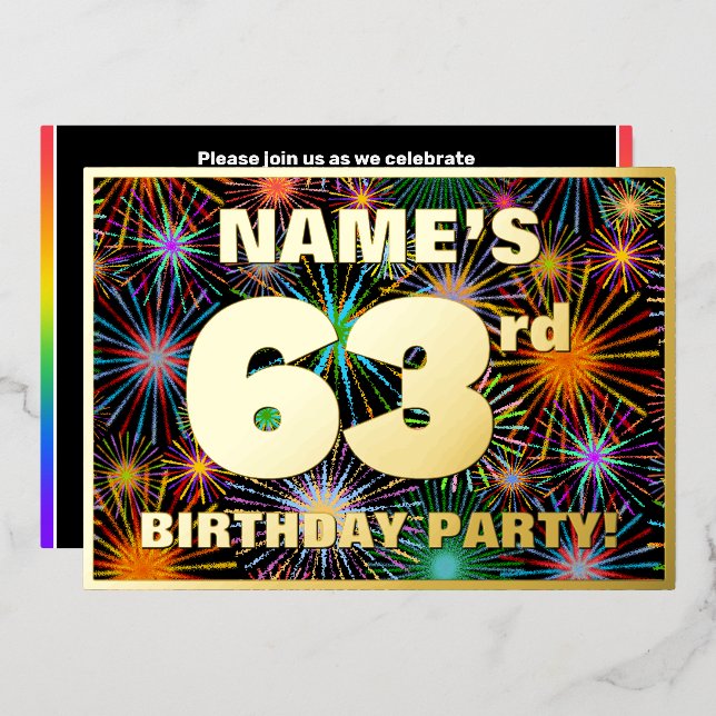 63rd Birthday Party — Fun, Colourful Fireworks Loo (Front/Back)