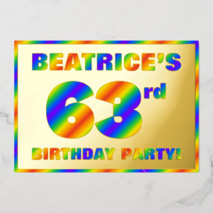 63rd Birthday Party — Fun, Rainbow Spectrum “63”