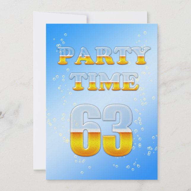 63rd birthday party invitation with beer (Front)