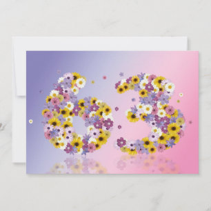 63rd Birthday party, with flowered letters Invitation