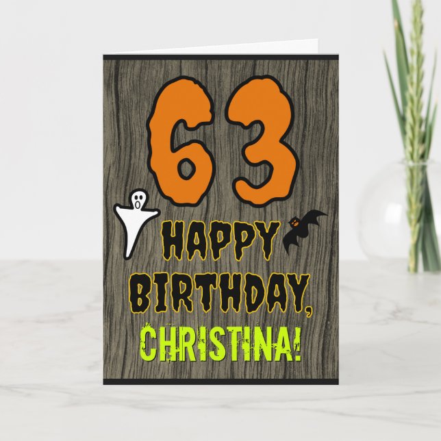 63rd Birthday: Spooky Halloween Theme, Custom Name Card (Front)