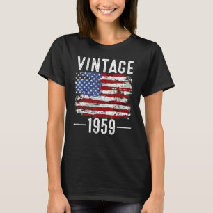 63rd Birthday Usa Flag Vintage American Flag 1959 T-Shirt
