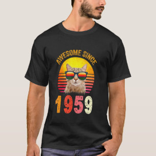 63rd Birthday Vintage Cat Awesome Since 1959 T-Shirt