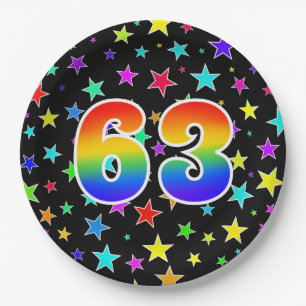 63rd Event: Bold, Fun, Colourful Rainbow 63 Paper Plate