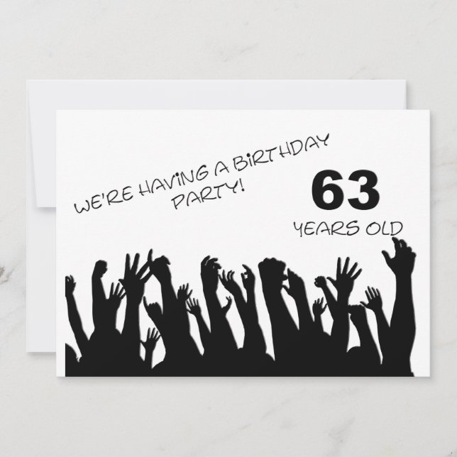 63rdh party invitation with cheering crowds (Front)