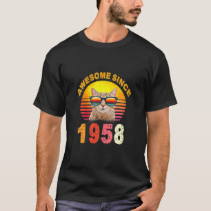 64 H Birthday Vintage Cat Awesome Since 1958 Gift T-Shirt