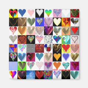 64 Hearts Square Magnet