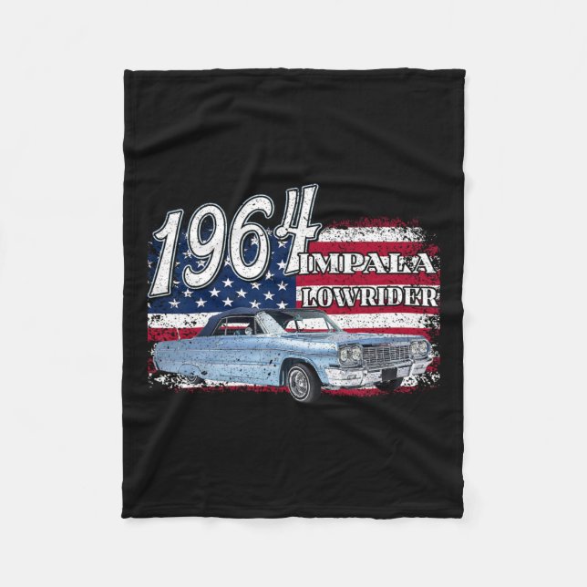 64 Impala Lowrider Ss 4th Of July American  Fleece Blanket (Front)