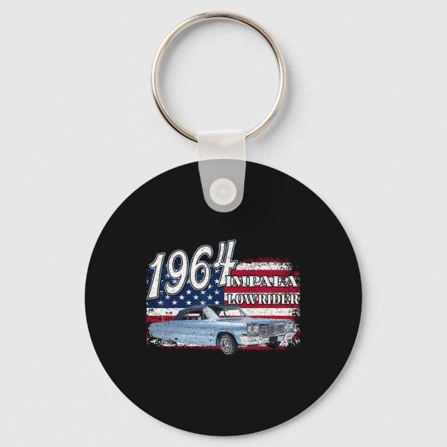64 Impala Lowrider Ss 4th Of July American  Key Ring (Front)