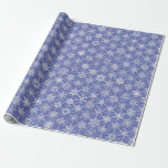 64 snowflakes grid on periwinkle blue snowstorm wrapping paper<br><div class="desc">64 snowflakes grid on periwinkle blue snowstorm - repeat pattern by Sarah Knight. I design snowflakes; all the snowflakes in this print are my design.</div>