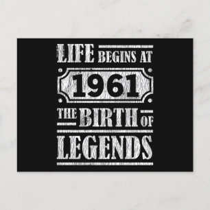 64 Year Old 1961 Birth Of Legend 64th Birthday Postcard
