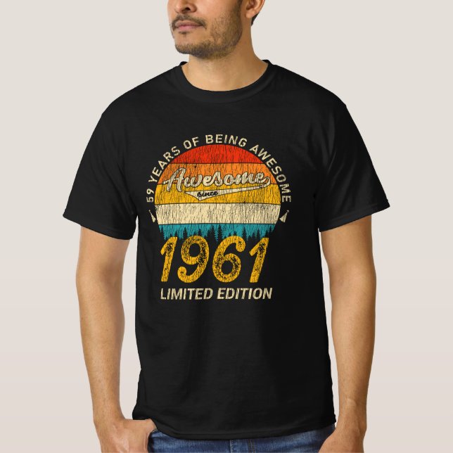 64 Year Old 1961 Retro Awesome 64th Birthday Gift T-Shirt (Front)