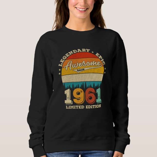 64 Year Old Bday 1961 Awesome 64th Birthday Gift Sweatshirt (Front)
