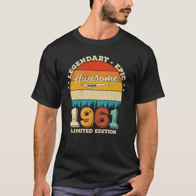 64 Year Old Bday 1961 Awesome 64th Birthday Gift T-Shirt (Front)