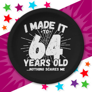 64 Year Old Sarcastic Meme Funny 64th Birthday Paper Plate
