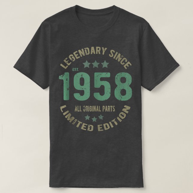 64 Years Old Bday Legend Since 1958  Vintage 64th  T-Shirt (Design Front)