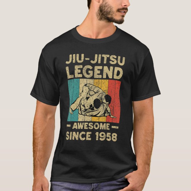 64 Years Old BJJ Jiu Jitsu Legend Awesome Since 19 T-Shirt (Front)