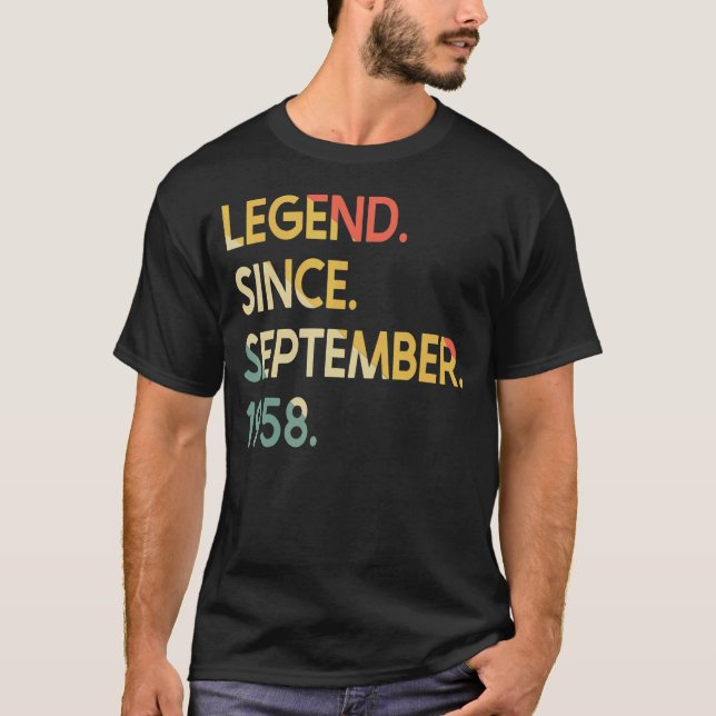 64 Years Old Legend Since September 1958 64th Birt T-Shirt (Front)