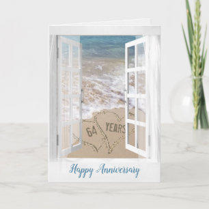 64th Anniversary Beach Hearts Card