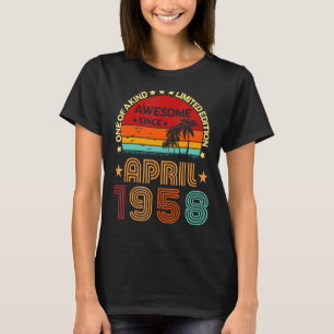 64th Birthday Awesome Since April 1958 Vintage T-Shirt