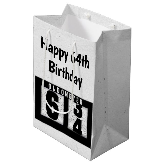 64th Birthday Black Odometer Medium Gift Bag (Front Angled)
