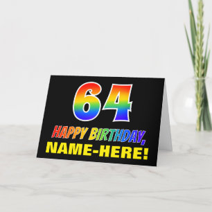 64th Birthday: Bold, Fun, Simple, Rainbow 64 Card