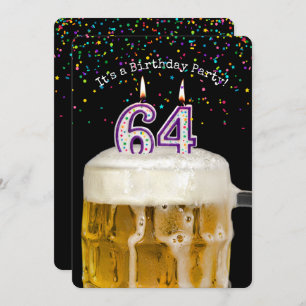 64th Birthday Candle Party Invitation