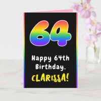 64th Birthday: Colourful Rainbow # 64, Custom Name