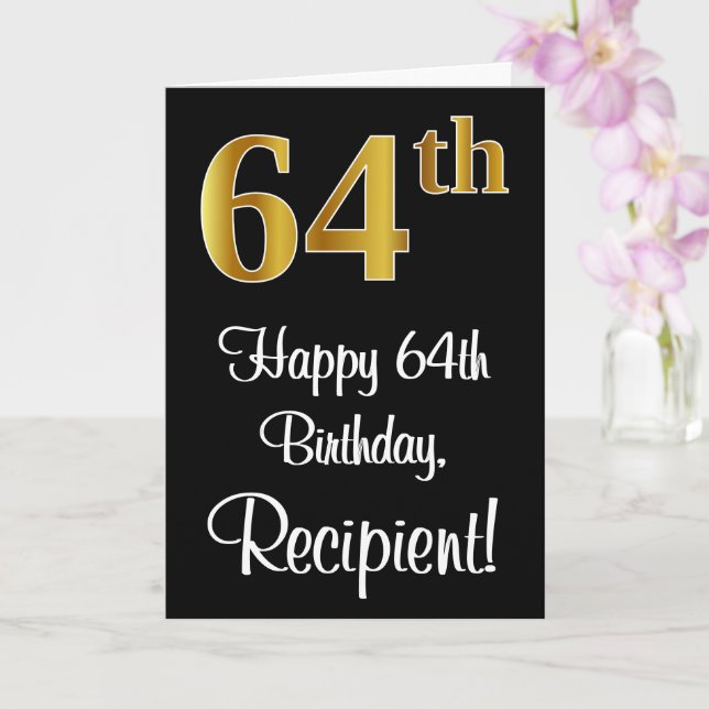 64th Birthday ~ Elegant Luxurious Faux Gold Look # Card (Orchid)