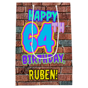 64th Birthday: Fun, Urban Graffiti Inspired Look Medium Gift Bag