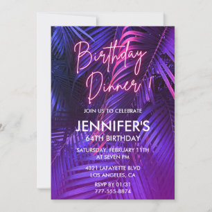 64th birthday invitations Pink Neon Tropical