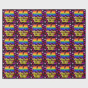 64th Birthday: Loving Hearts Pattern, Rainbow # 64 Wrapping Paper