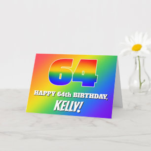 64th Birthday: Multicolored Rainbow Pattern # 64 Card