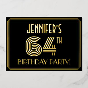 64th Birthday Party — Art Deco Style “64” + Name