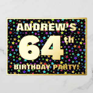 64th Birthday Party — Fun, Colourful Stars Pattern